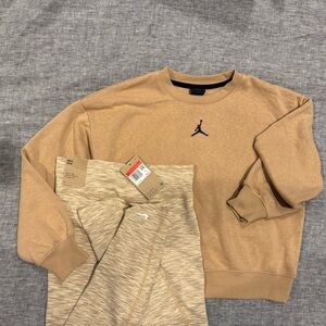 Girls Beige/Tan Atheisure Outfit brands Jordan and Nike